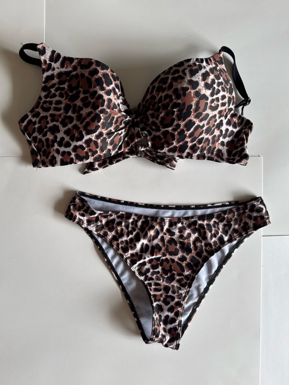 Leopard Print Bikini Set - Brown & Black
